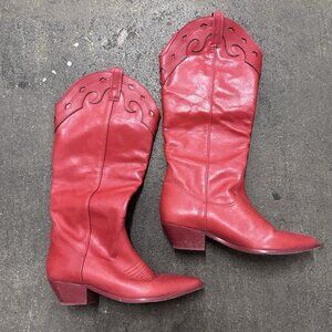 Schutz x REVOLVE Cicera Boots Fire Flame Red Leather